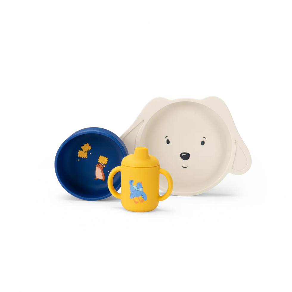 Moulin Roty silicone tableware set puce & pilou  image 1