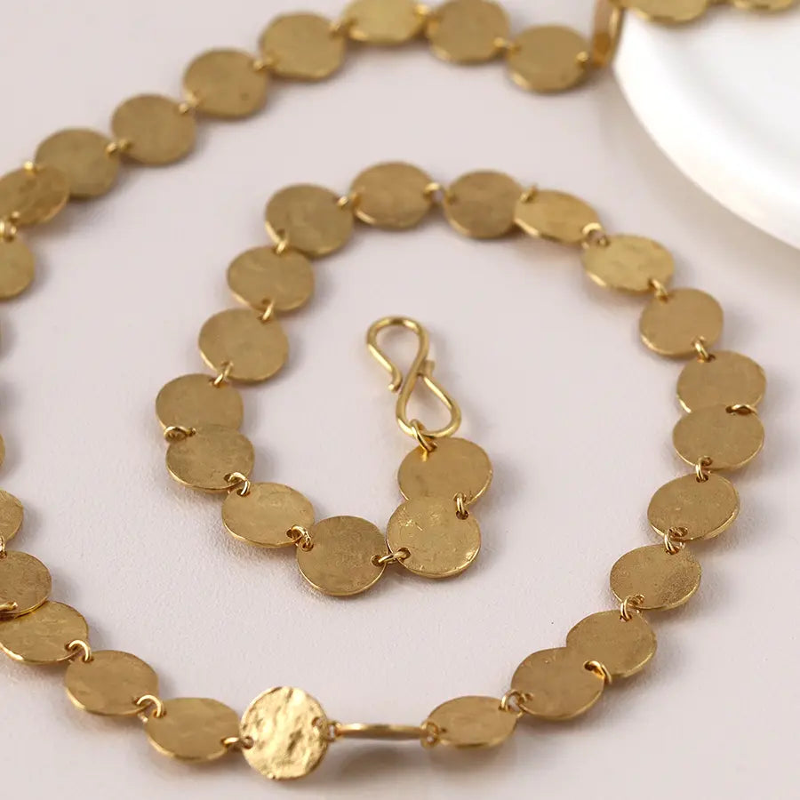 Luxury hammered multi disc necklace