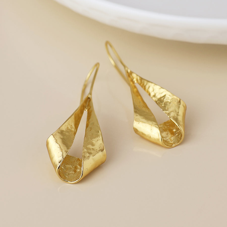 14k gold plated boat drop earrings