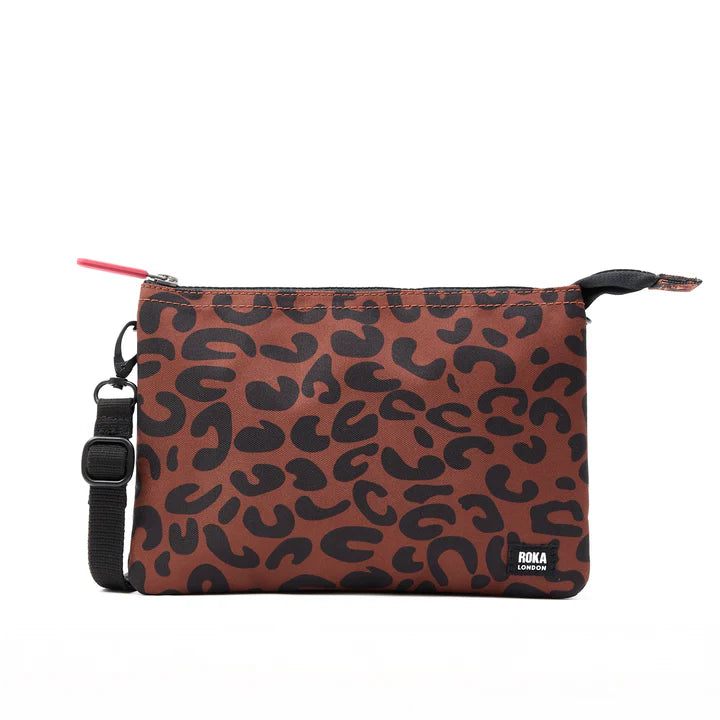 Carnaby crossbody Scarlet leopard print recycled canvas