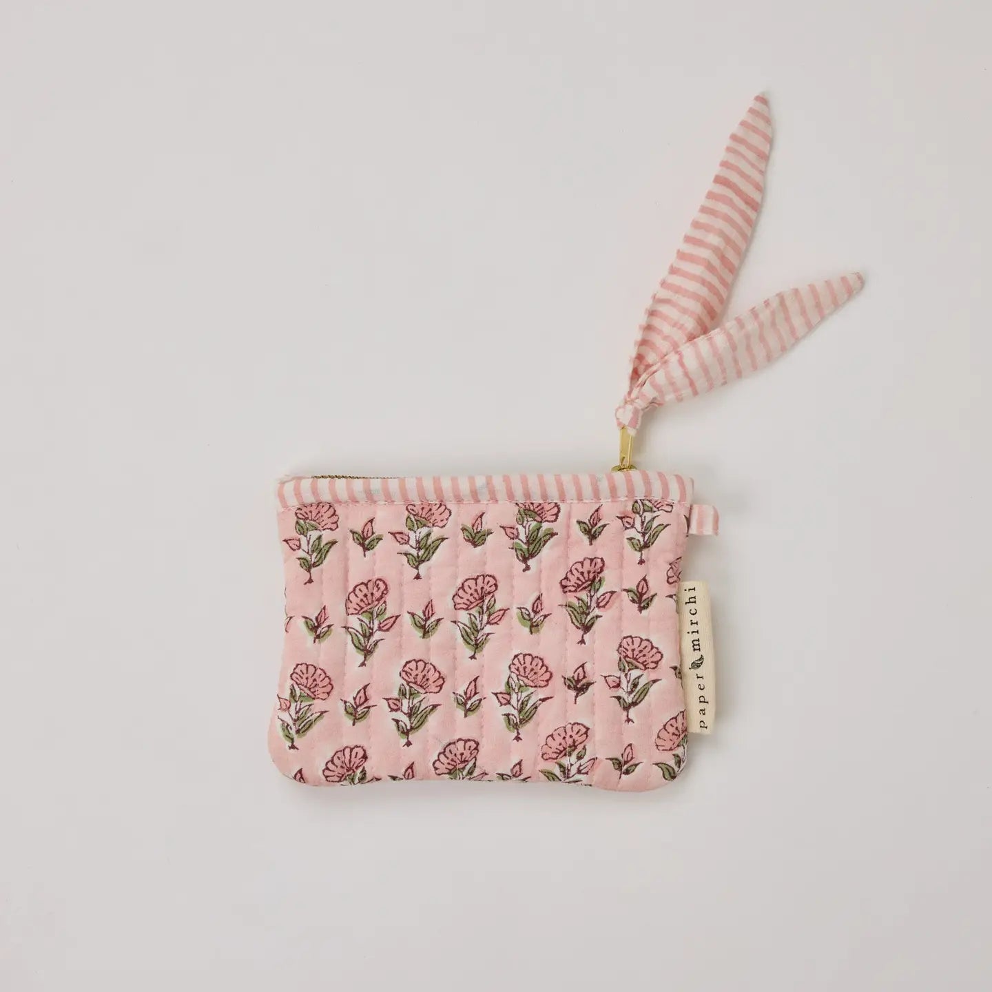 Paper Mirchi zipped pouch set - pink