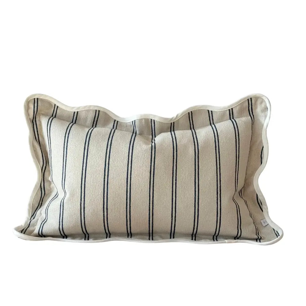 Chloe nautical stripe scalloped edge cushion