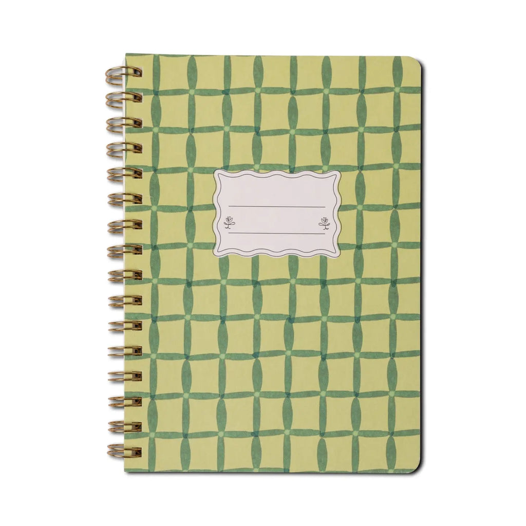 Designworks Ink Tulip A5 Twin Wire Notebook - Green Lattice