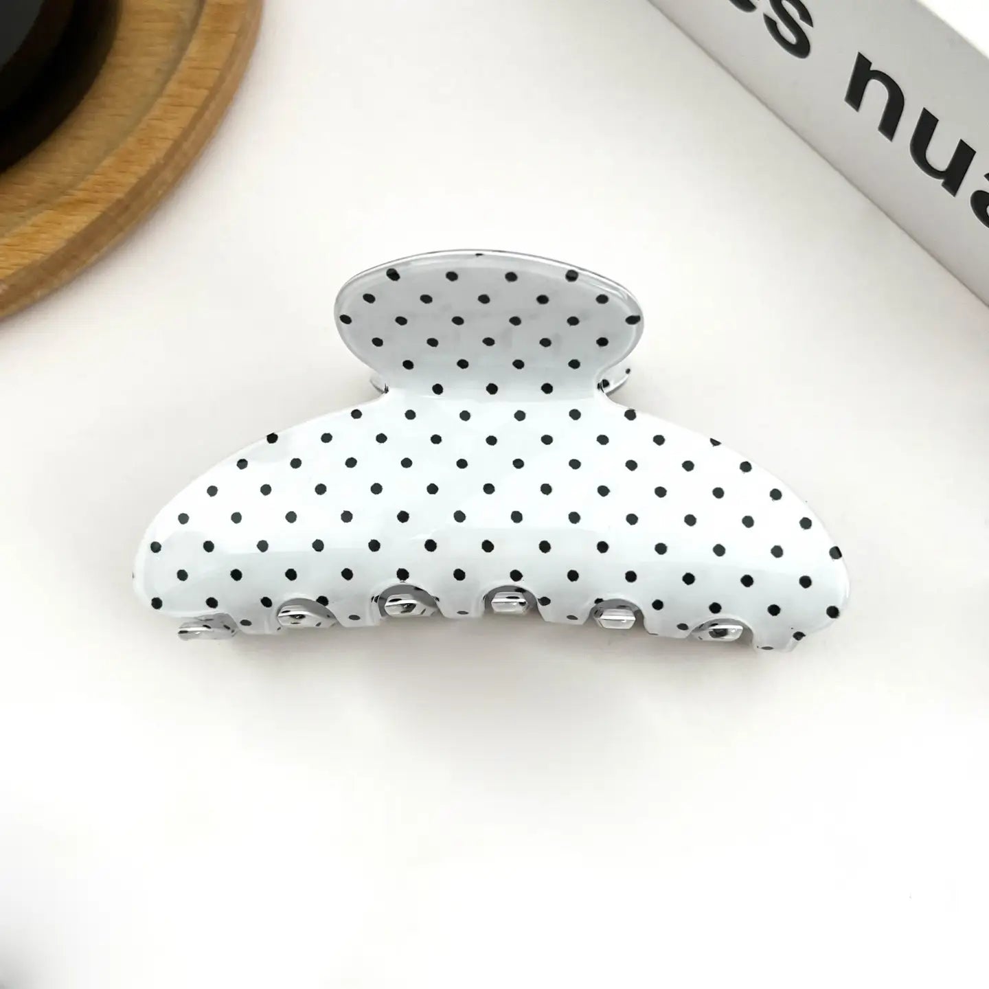 Classic half polka dot hair claw clip