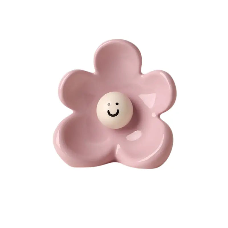 Minimalist smiley flower vase - pink