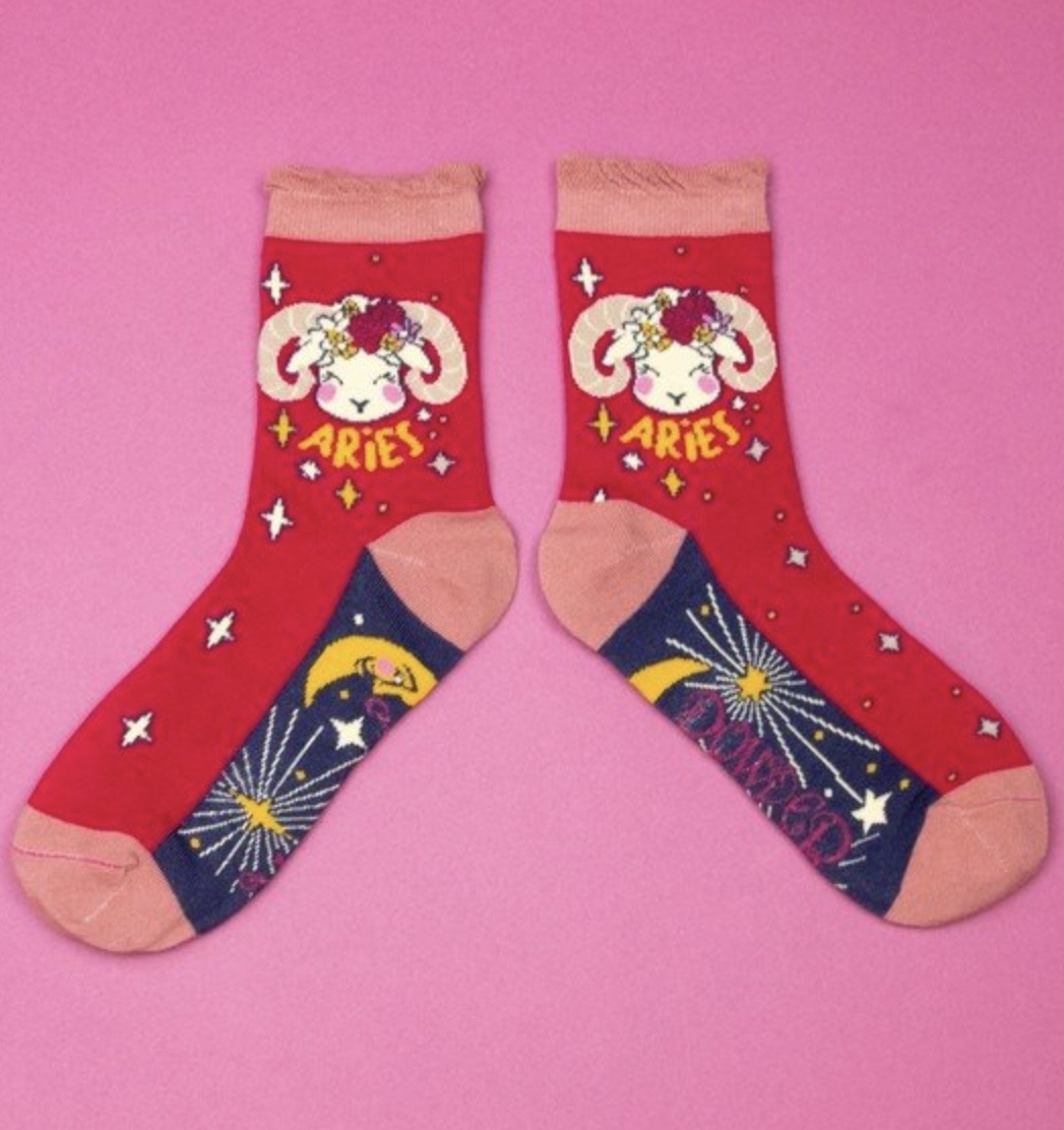 Aries zodiac powder socks image 0