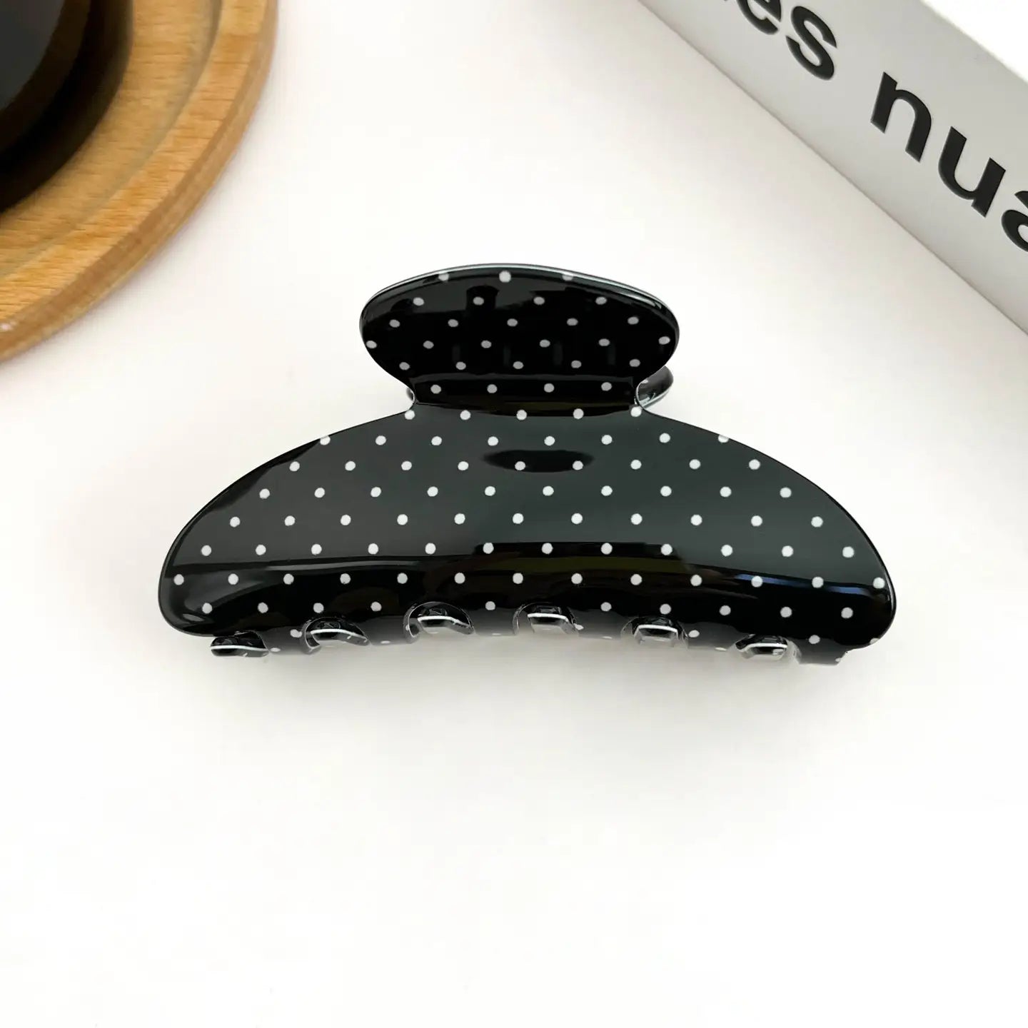 Classic half polka dot hair claw clip
