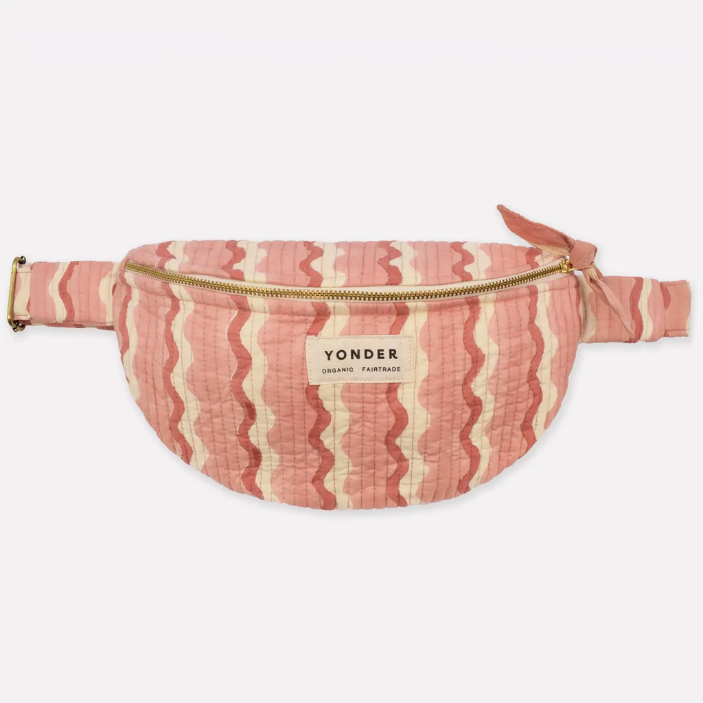 Yonder cotton quilted bumbag - whirly pink