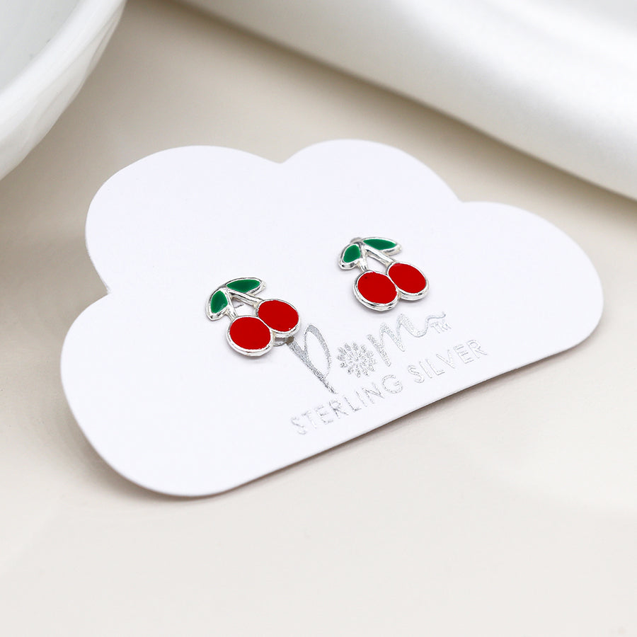 Cherry sterling silver earrings