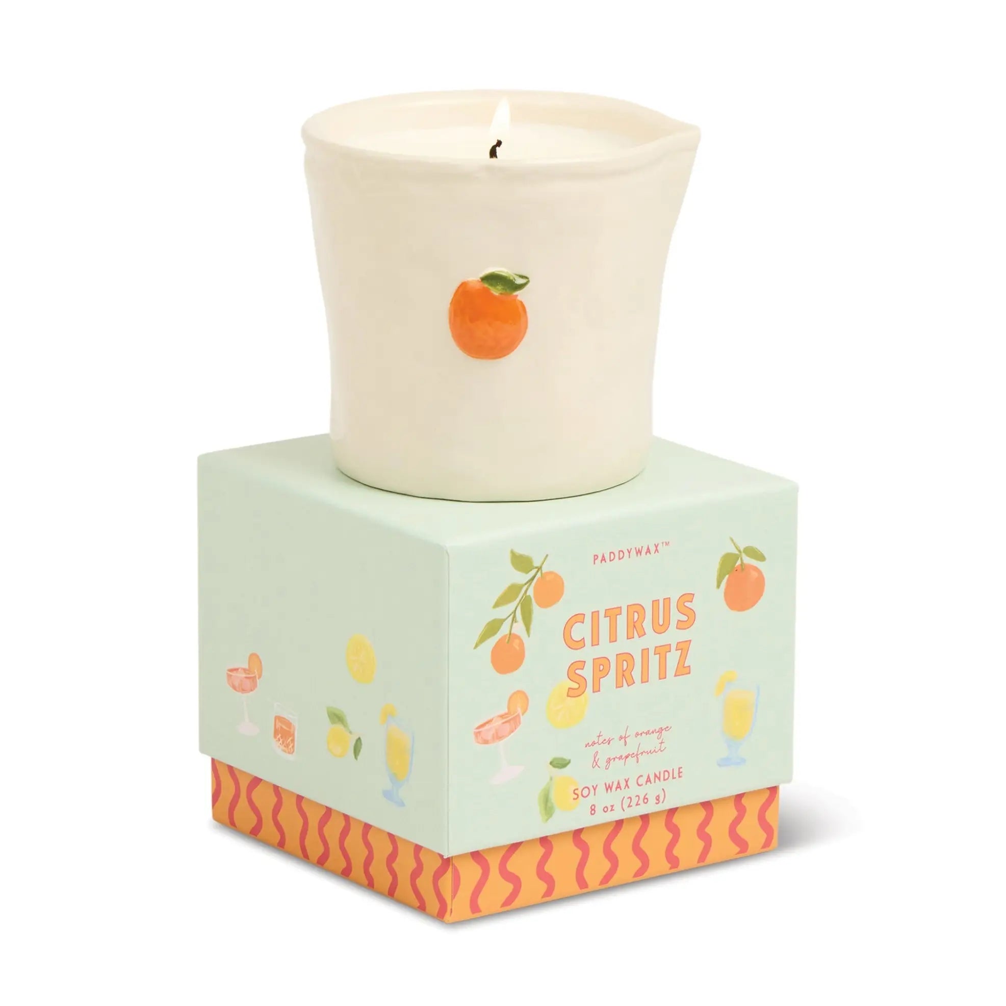 Orange ceramic citrus spritz candle