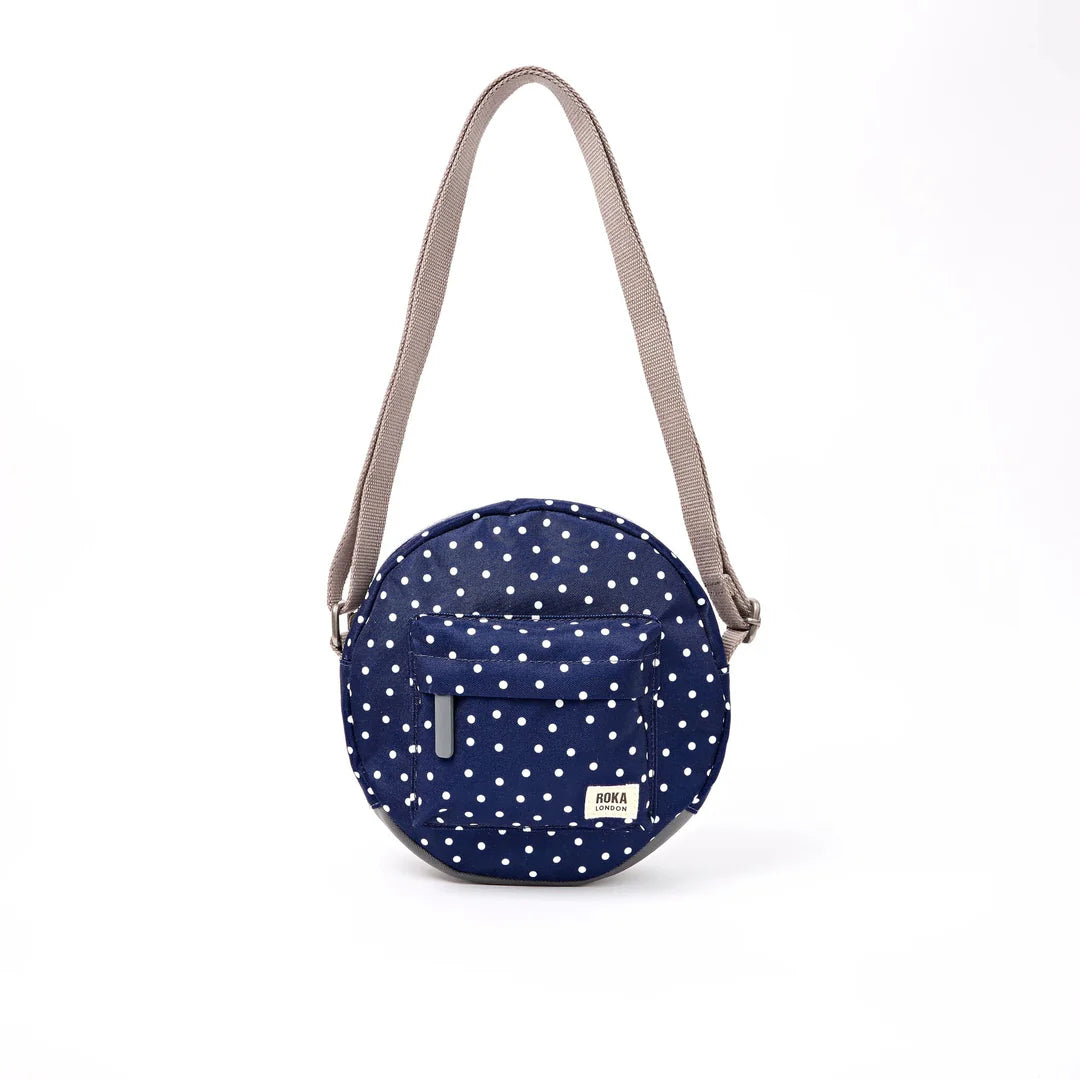 Paddington crossbody bag in navy polka dot