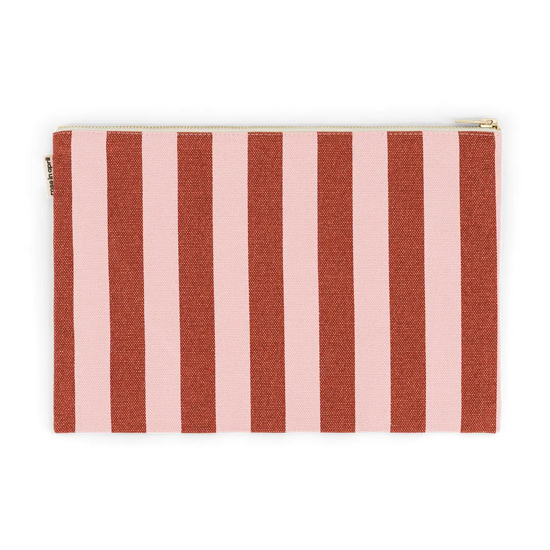 Lili Flat Pouch Stripes Brick / Marshmallow