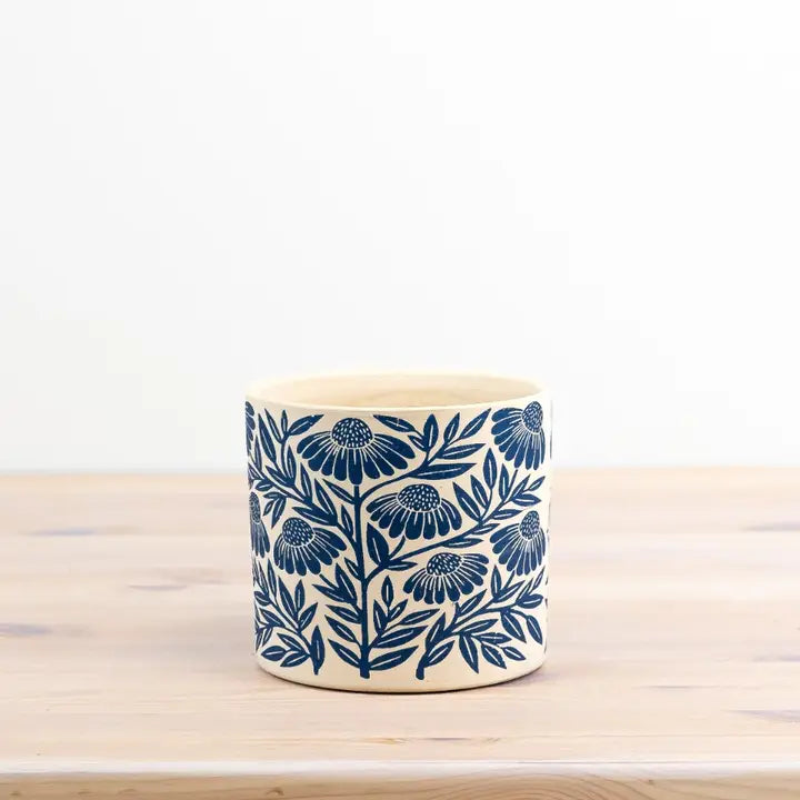 Blue floral pot - large image 0