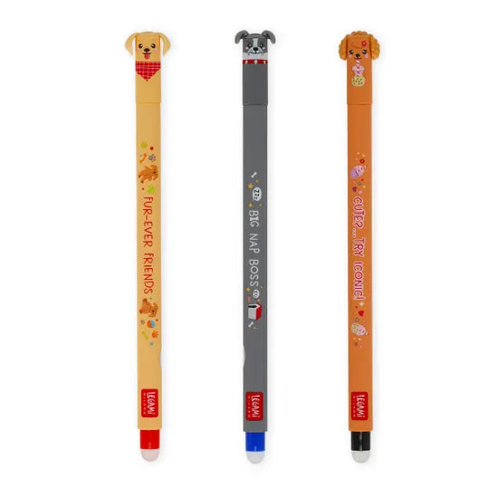 Legami set of 3 fur-ever-friends erasable pens