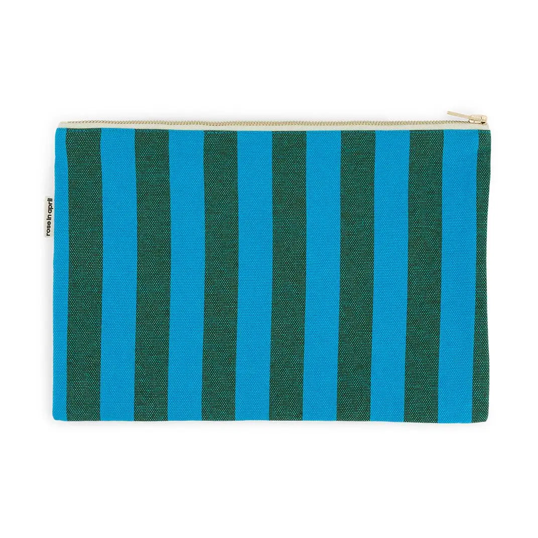 Lili Flat Pouch Stripes Turquoise / Olive