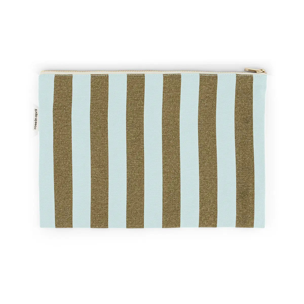 Lili Flat Pouch stripes Aqua / Olive  image 0