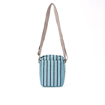 Bond crossbody bag in blue stripe canvas