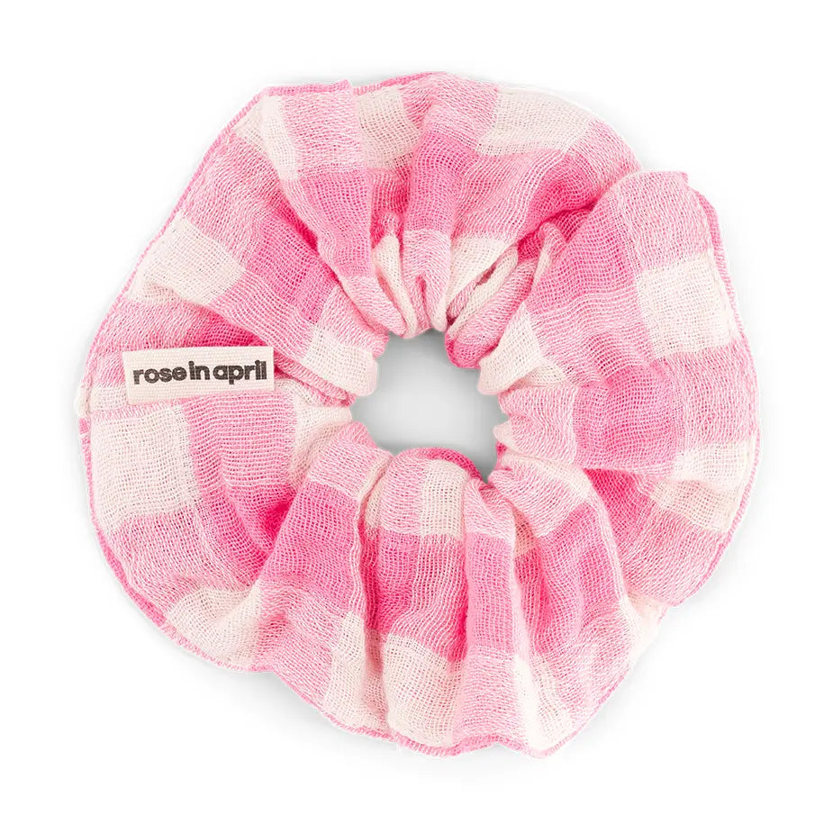 Scrunchie gingham neon pink