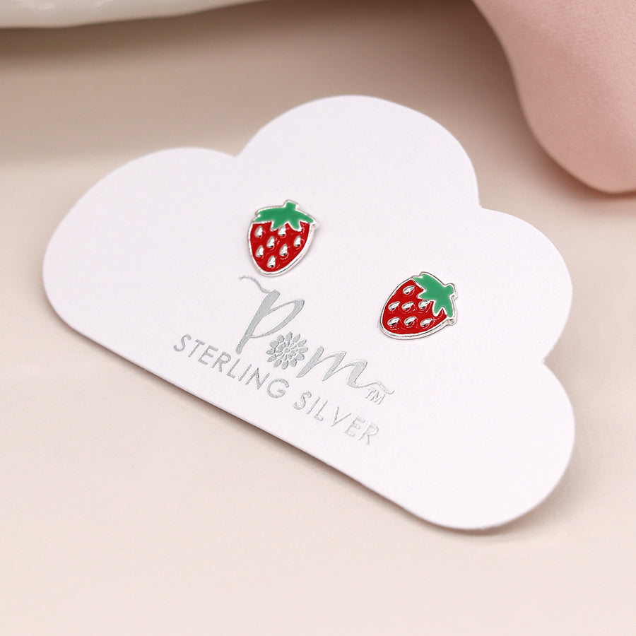 Strawberry sterling silver earrings