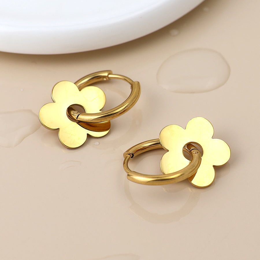 Flower hoop earrings