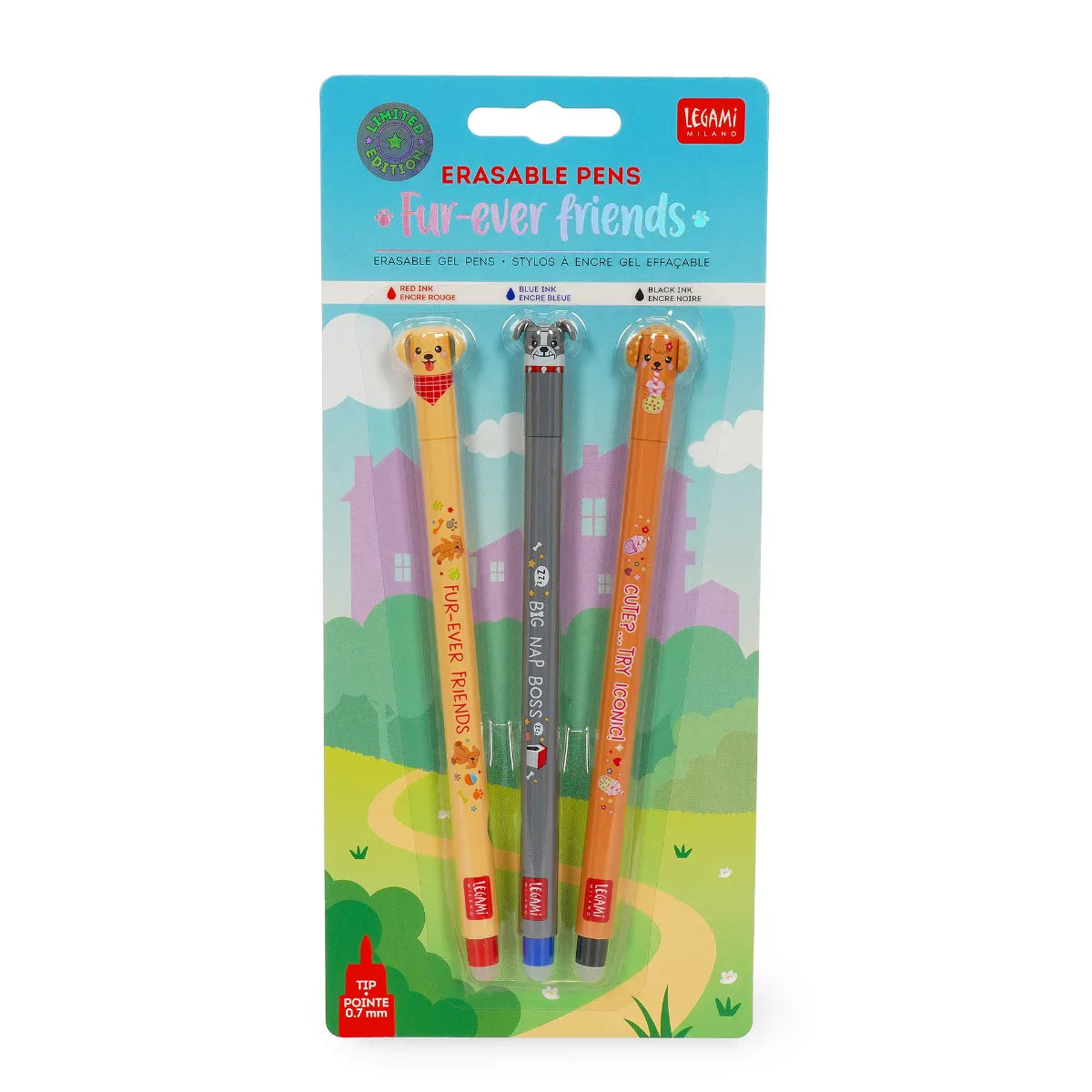 Legami set of 3 fur-ever-friends erasable pens