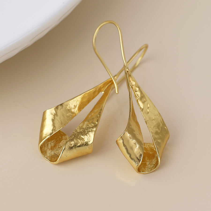 14k gold plated boat drop earrings