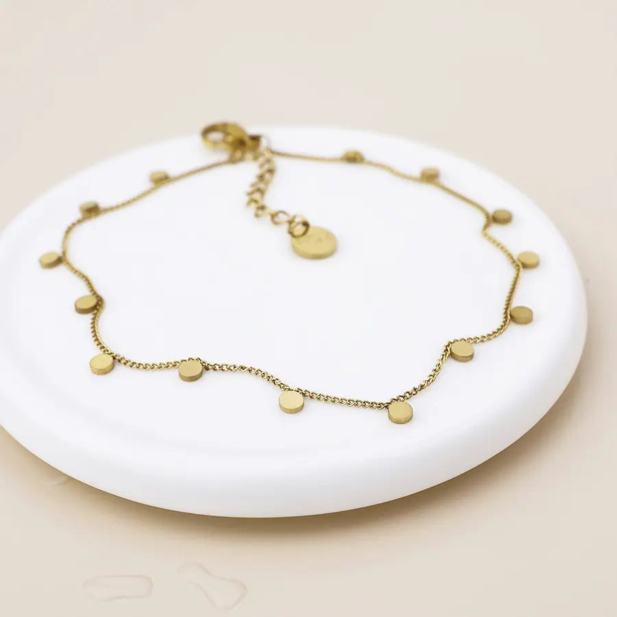 Gold disc charm bracelet