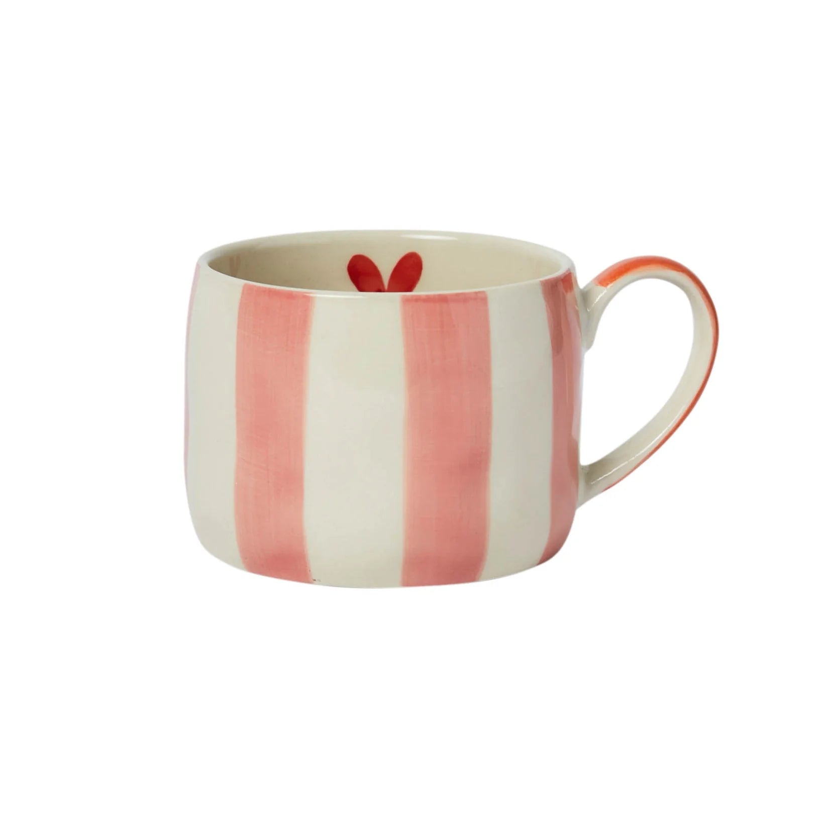 Stripes & heart stoneware mug