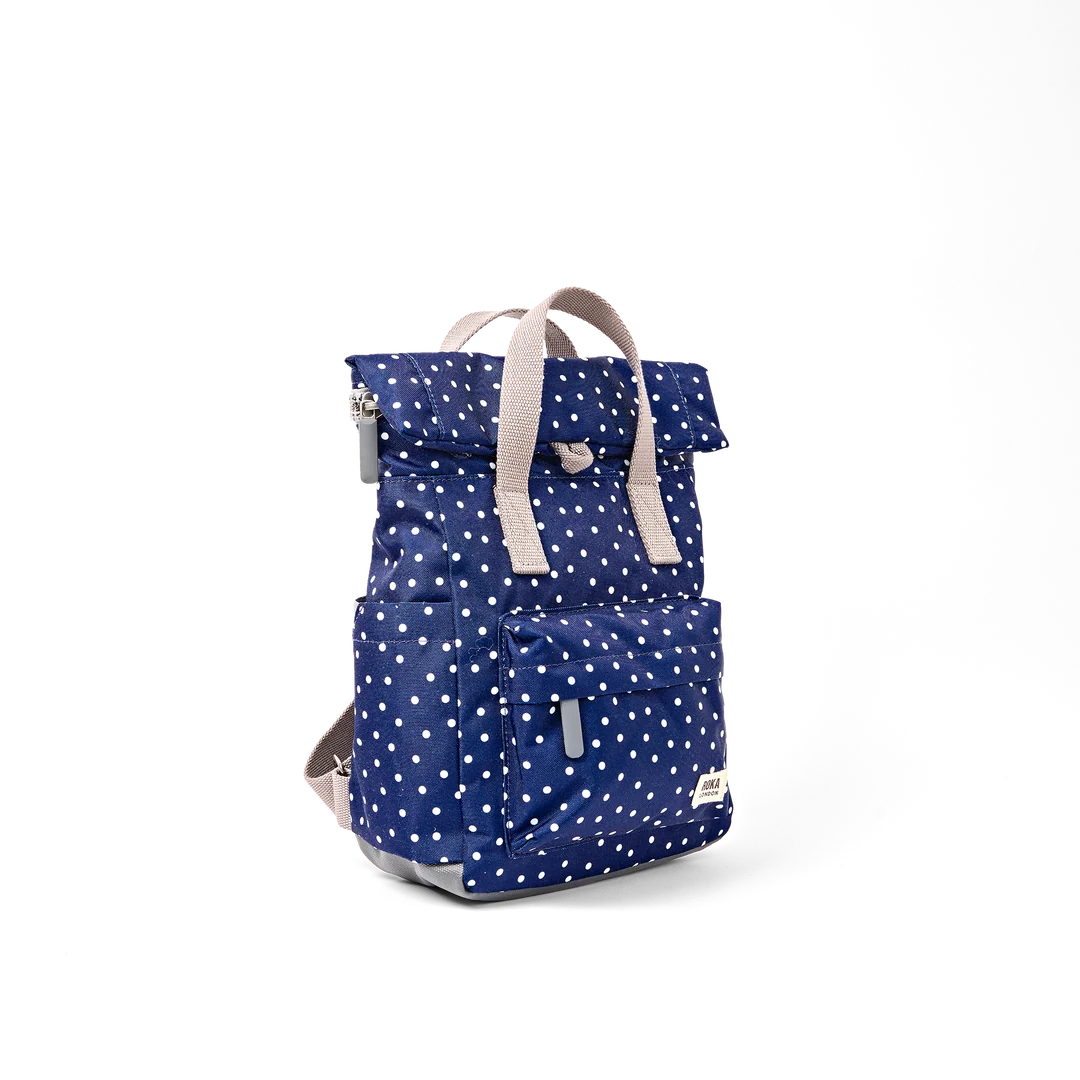 Canfield roll top backpack in navy dot