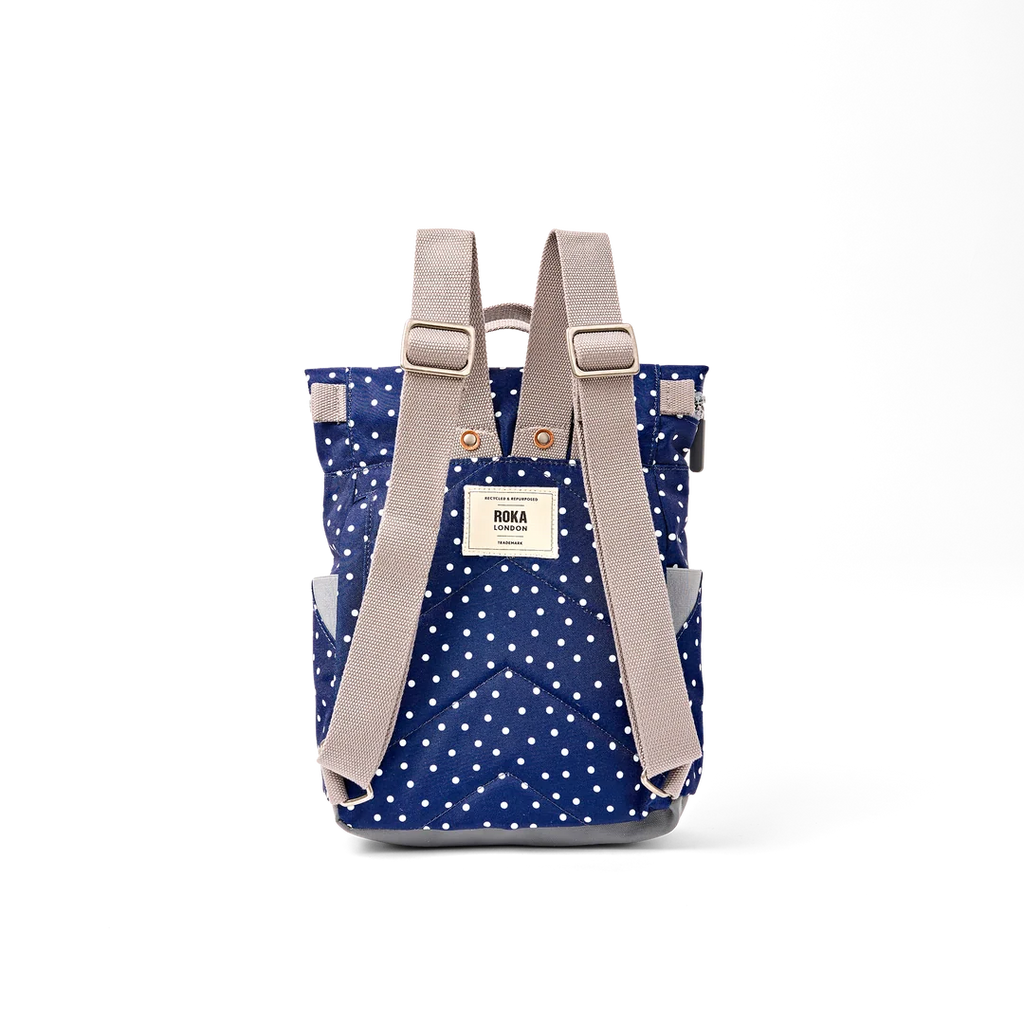 Canfield roll top backpack in navy dot