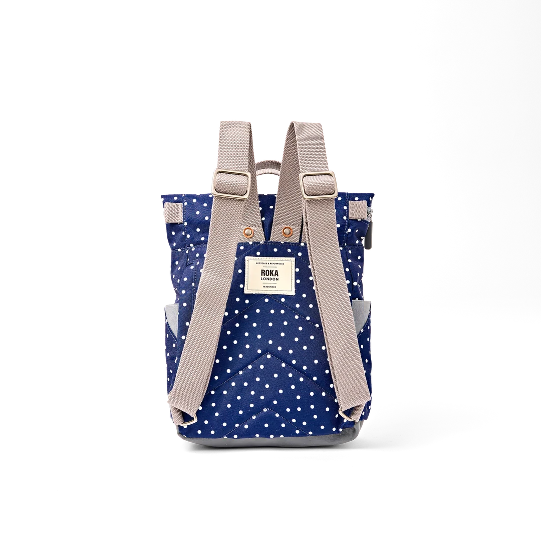 Canfield roll top backpack in navy dot