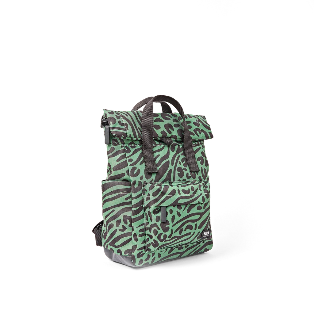 Canfield roll top backpack in mixed animal artichoke