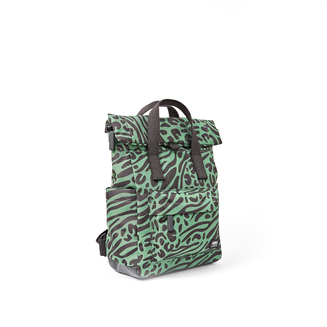 Canfield roll top backpack in mixed animal artichoke