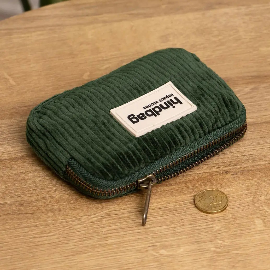 Lili pine green courduroy coin purse