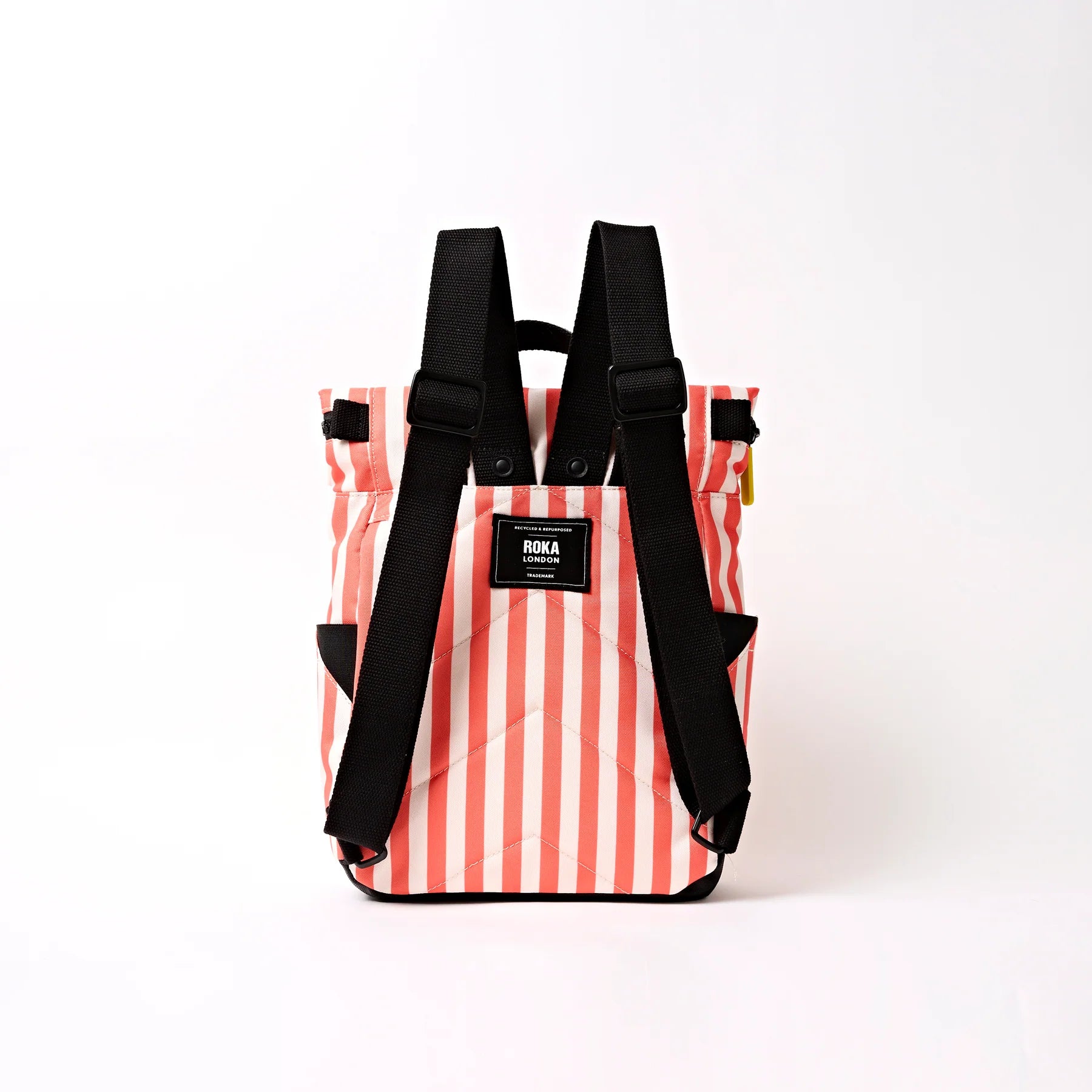 Canfield roll top backpack in coral stripe - small