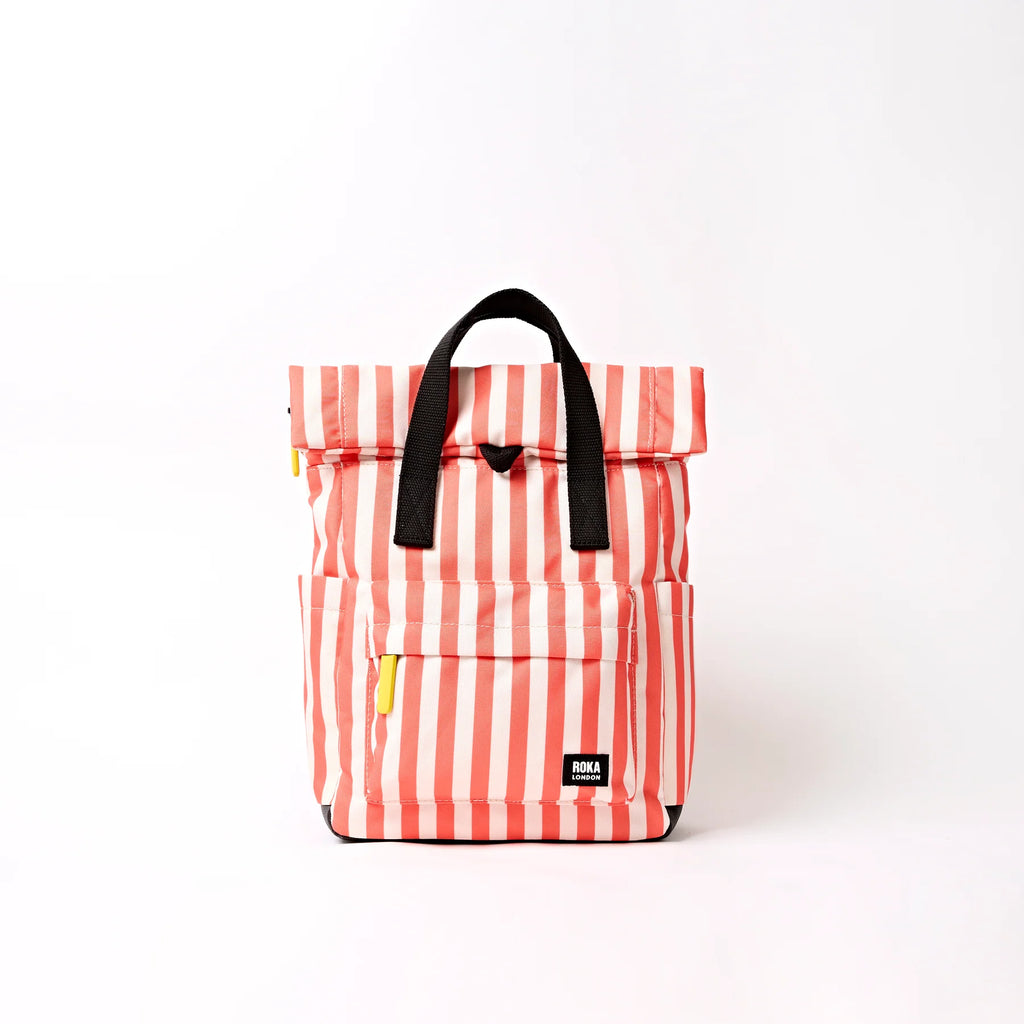 Canfield roll top backpack in coral stripe - small