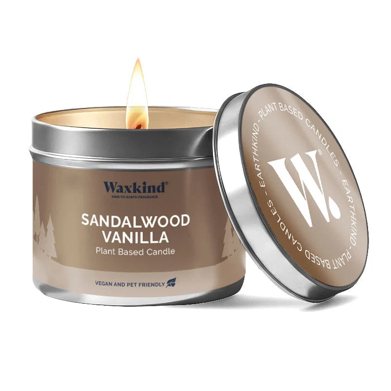 Sandalwood vanilla tin candle