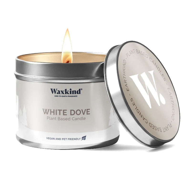 White dove tin candle
