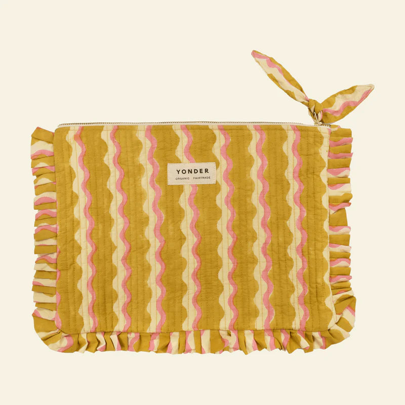 Quilted frill pouch wiggle honey
