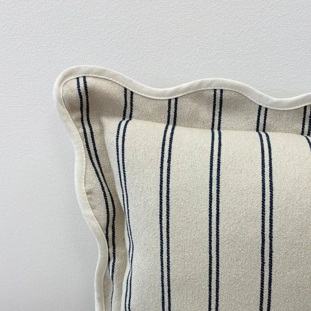 Chloe nautical stripe scalloped edge cushion