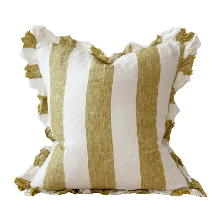 Hallie light olive striped cushion