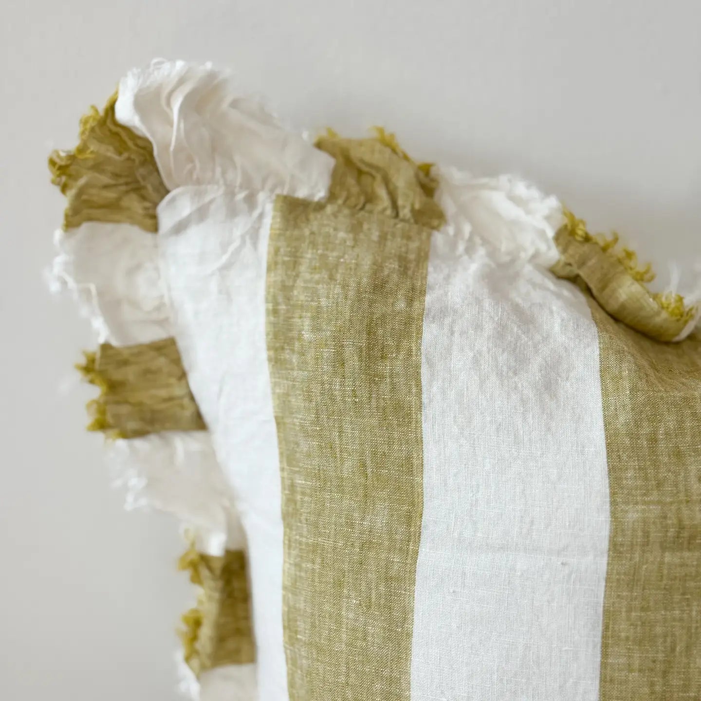 Hallie light olive striped cushion