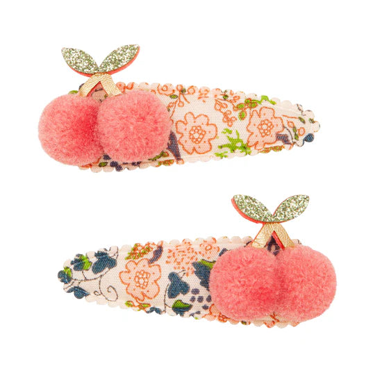 Floral pom pom cherry clips image 0