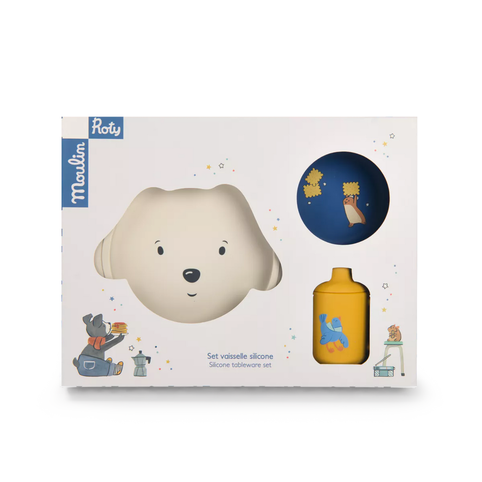 Moulin Roty silicone tableware set puce & pilou  image 0