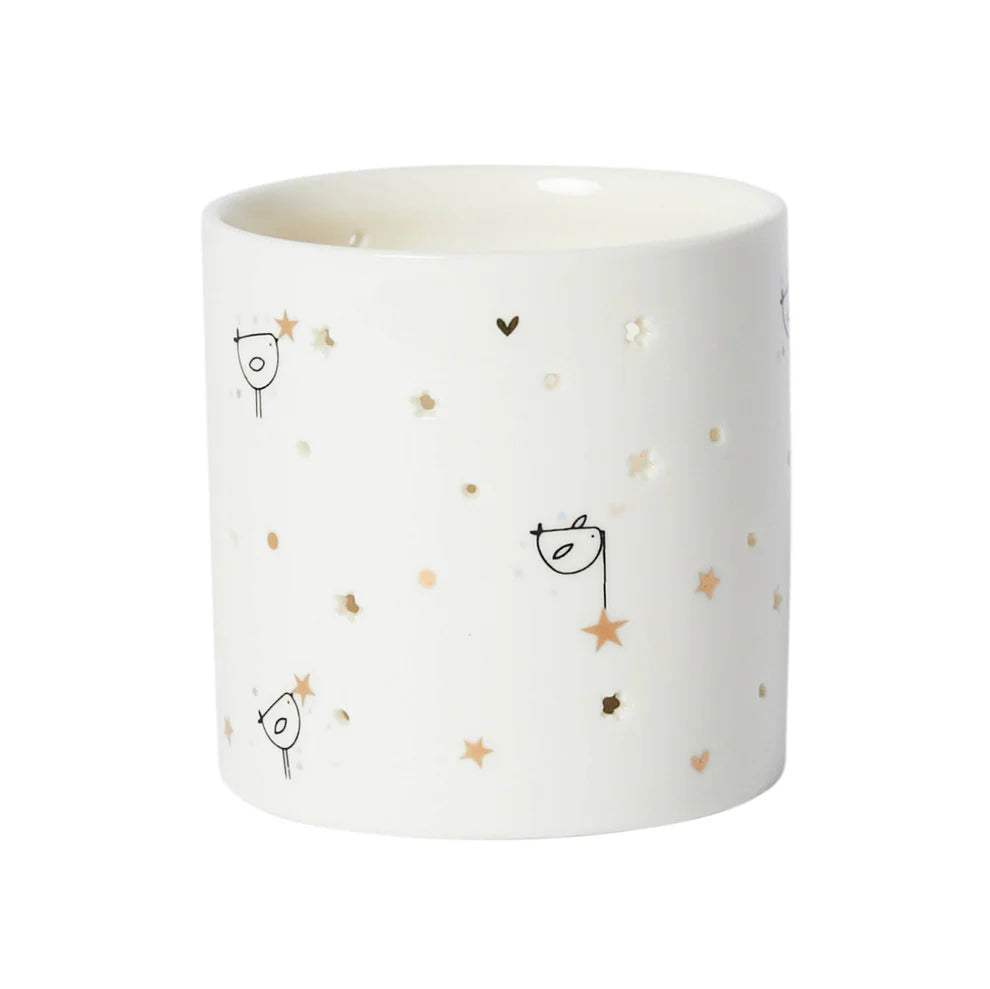 Birds with stars porcelain tealight holder image 0
