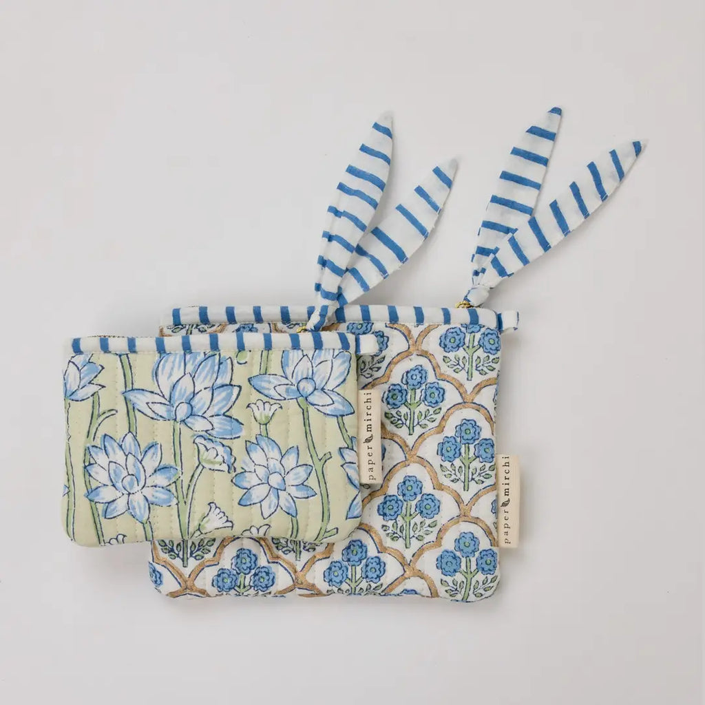 Paper Mirchi zipped pouches - blue