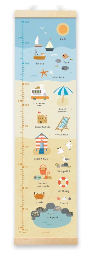 Seaside Canvas and Wood Height Chart image 0